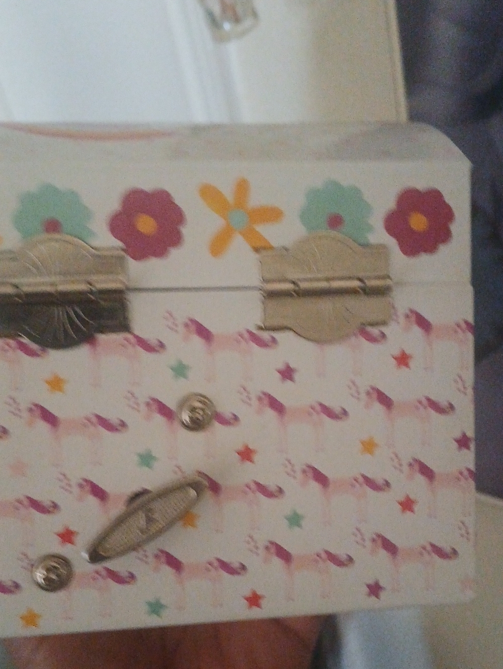 Pink Floral Pattern Jewelry Box Organizer with Secure Latch